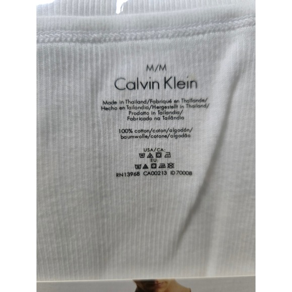 Calvin Klein Classic Rib Tank Tops 3 Pack White Cotton Mens Medium M(G) - Picture 2 of 5